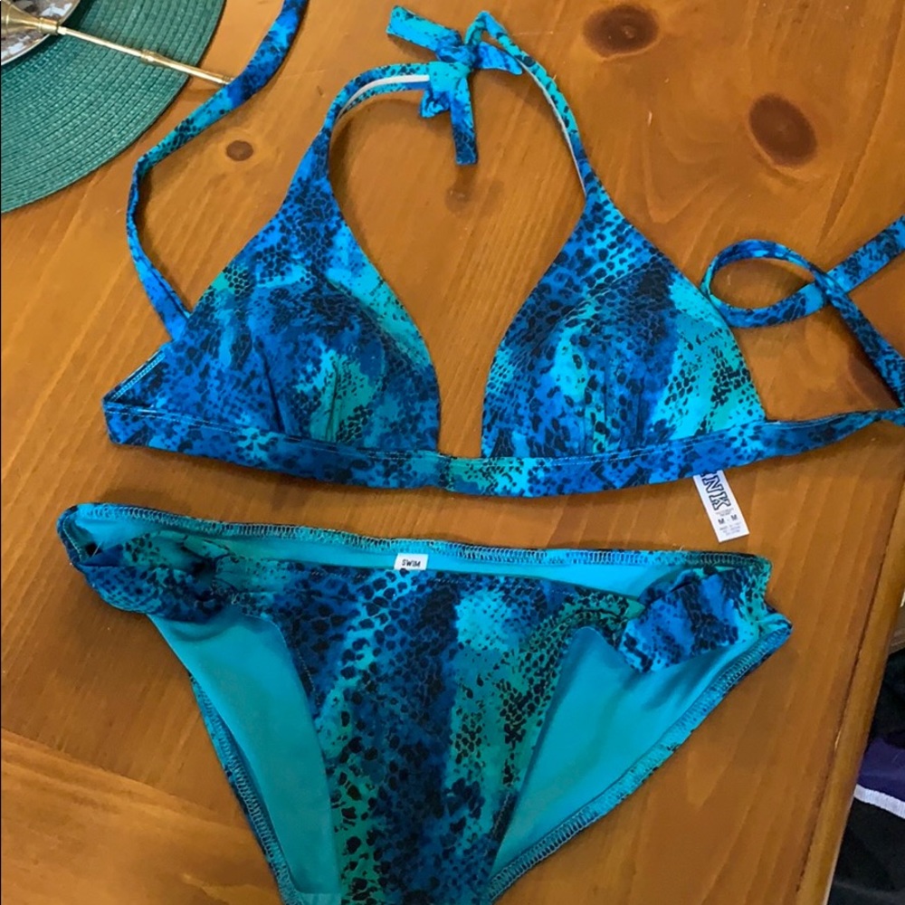 VS Pink blue snake skin bikini size M